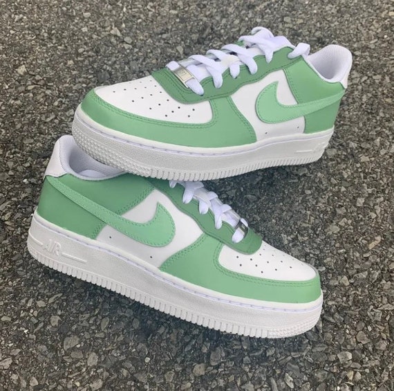 Sage Green Custom AF1 Handmade Personalized Air Force Ones | Etsy