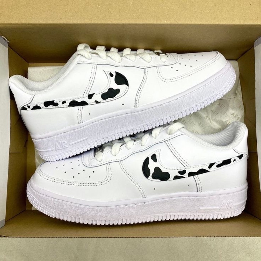 Cow Print Custom AF1, Handmade, Personalized Air Force Ones, White Air ...