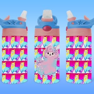 Llama 12oz Kids Sippy Tumbler PNG Design