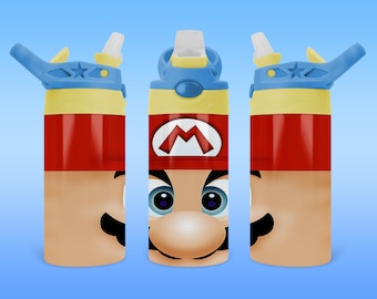Mario 12oz Kids Sippy Tumbler PNG Design