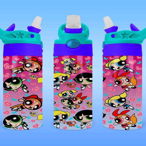 Super Power Girls 12oz Kids Sippy Tumbler PNG Design