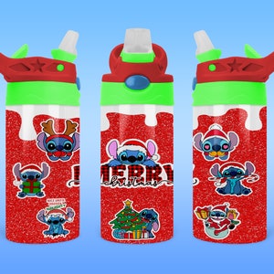 Christmas Stitch 12oz Kids Sippy Tumbler PNG Design