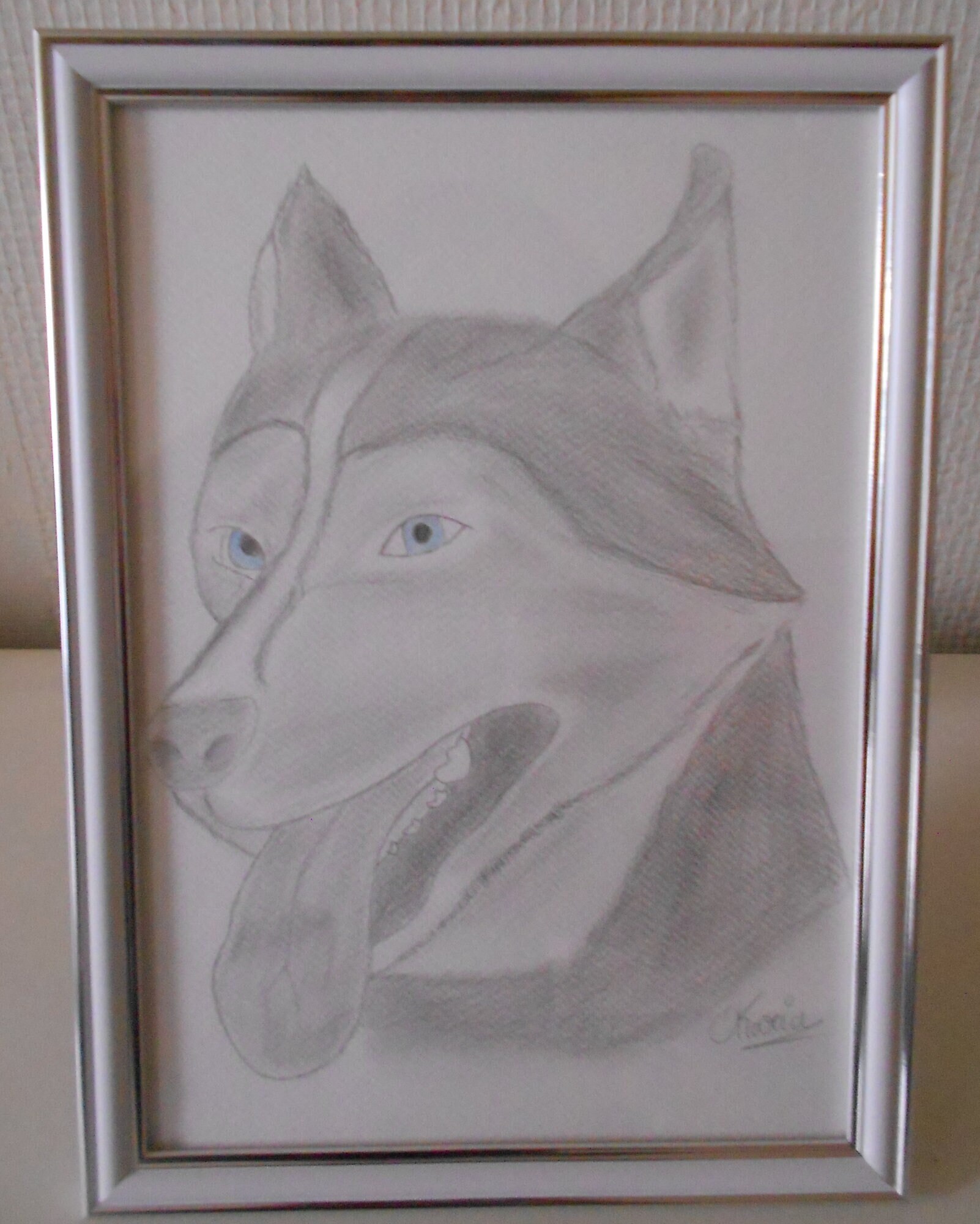 Dessin Au Crayon, Chien, Cadre Offert, Modèle Unique. Neuf
