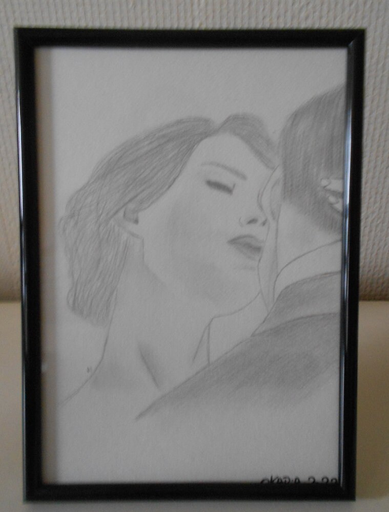 Dessin Au Crayon, Couple, Cadre Offert, Modèle Unique. Neuf