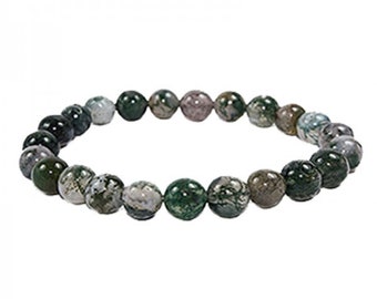 Bracelet Agate Mousse verte billes