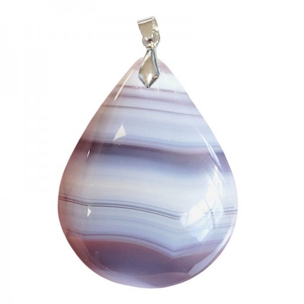 Pendentif Agate Calcédoine bleue rubanée