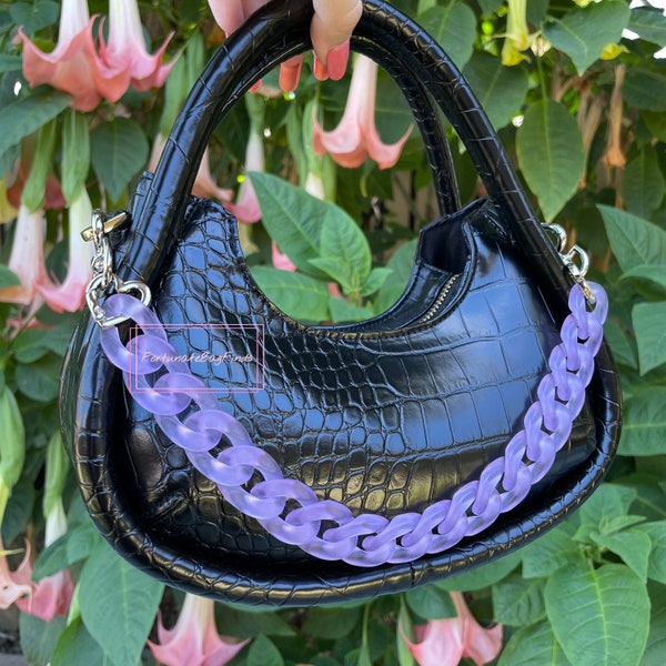Resin Bag Strap Purse Chain Baby Purple Matte Handbag Charm Chain