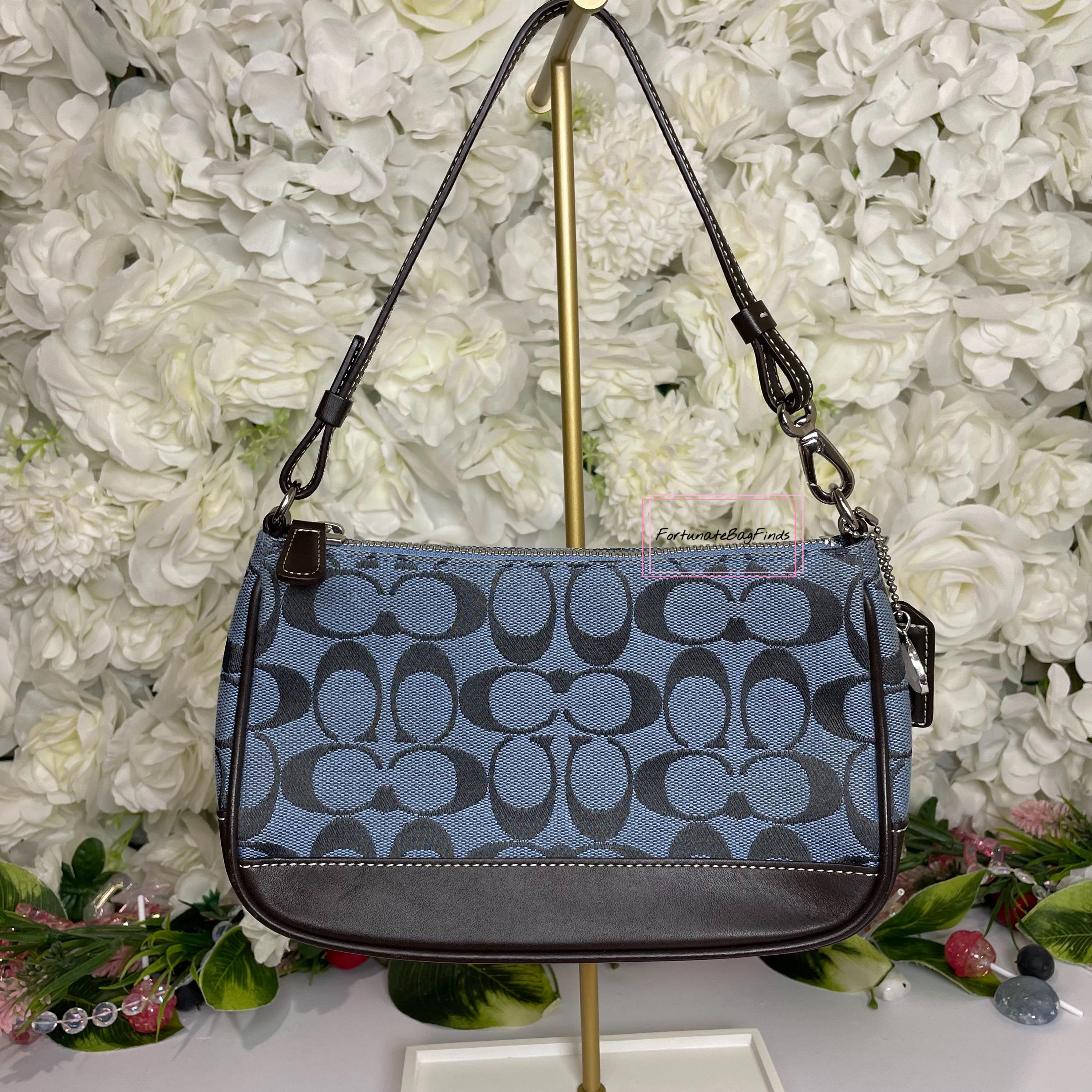 Y2K Vintage Coach Bag 6094 Blue 2000s Demi Mini Pochette Signature