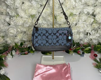 Y2K Vintage Coach Bag 6094 Blue 2000s Demi Mini Pochette Signature