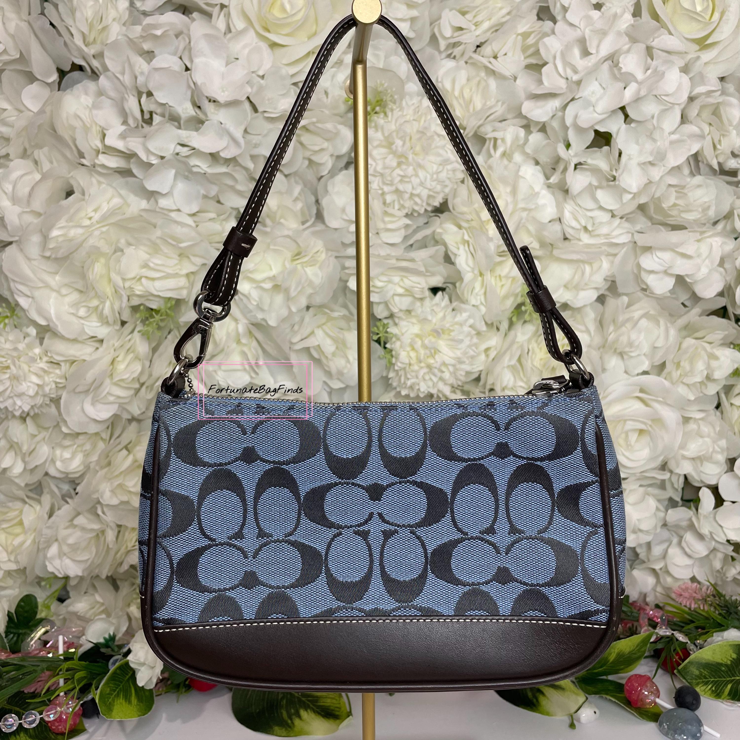 Y2K Vintage Coach Bag 6094 Blue 2000s Demi Mini Pochette Signature