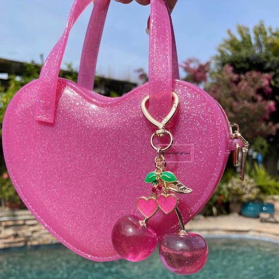 é Heart pouch shoulder strap bag pink EMBRUNIOICE Stripe Heart Shaped Purse for Women,Heart