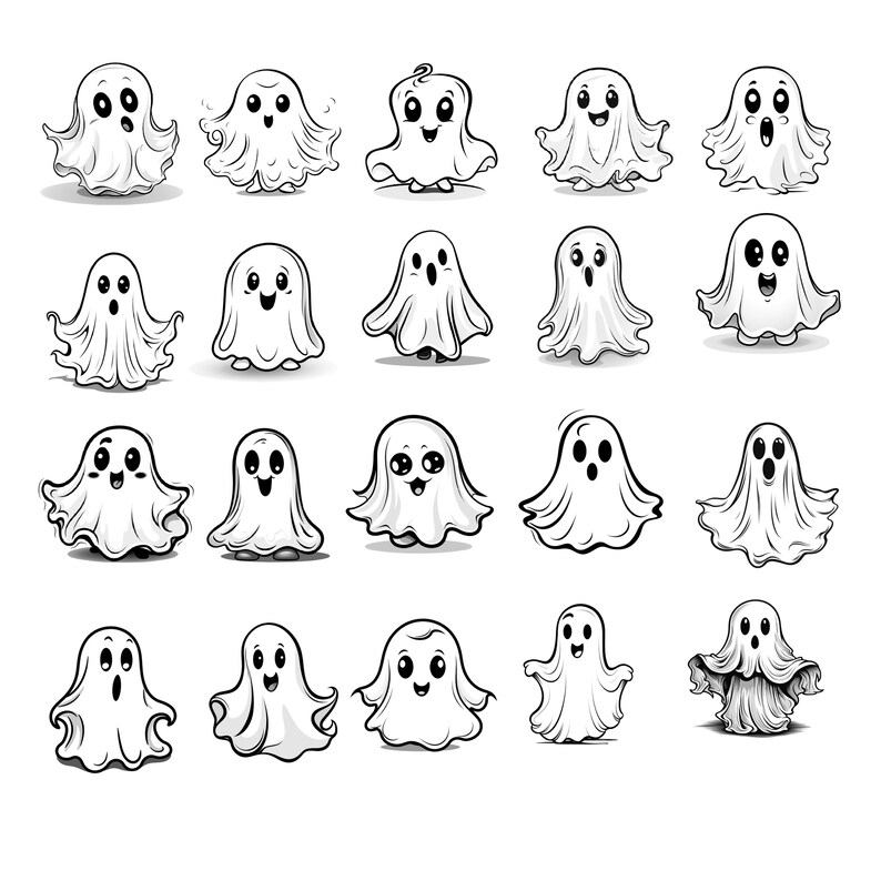 55 GHOST STAMPS Procreate, Halloween Design Brushes, Ghost Procreate ...