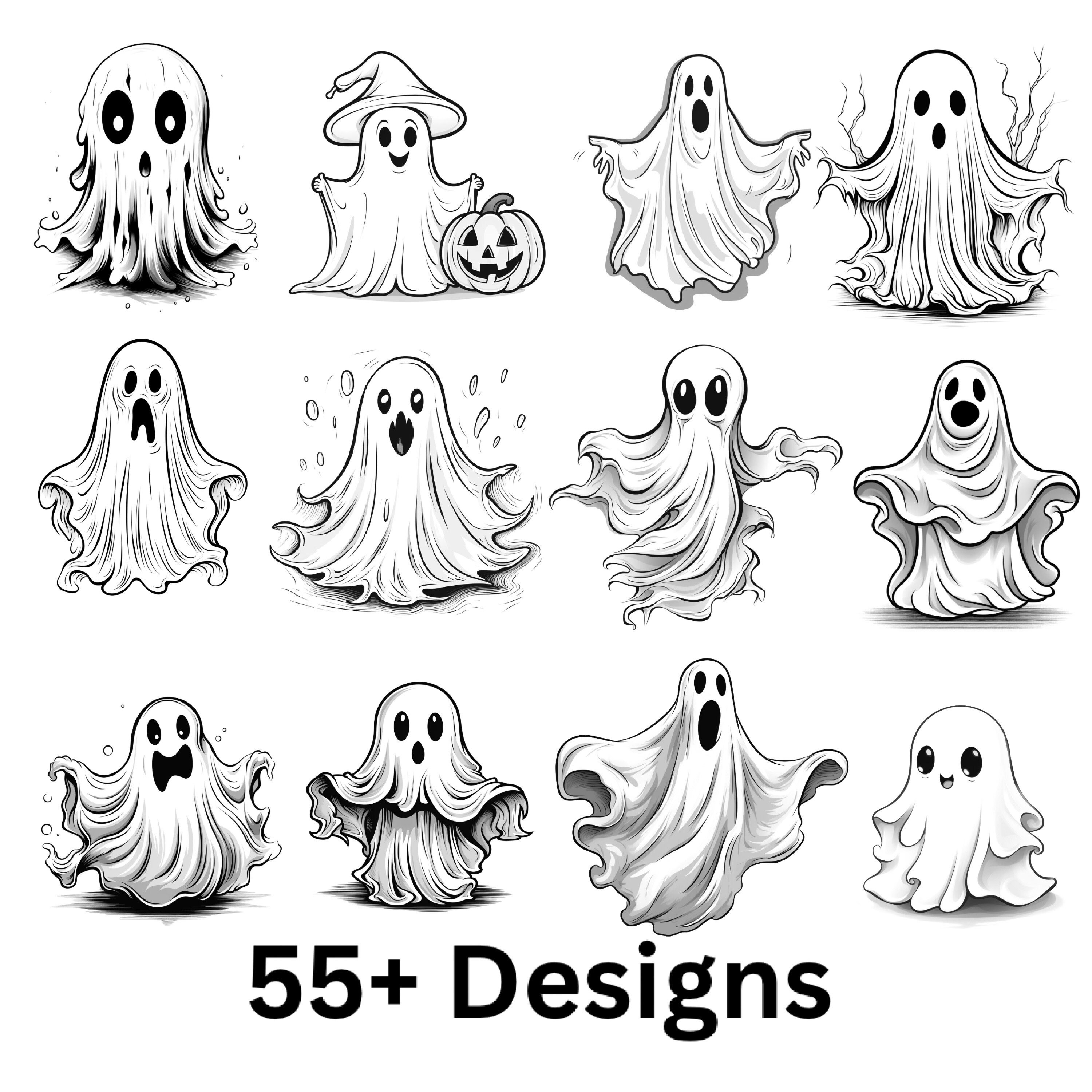 55 GHOST STAMPS Procreate, Halloween Design Brushes, Ghost Procreate ...