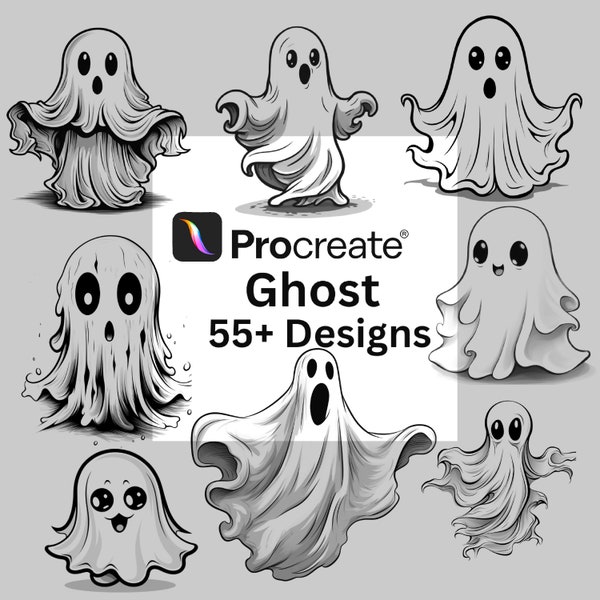 55+ GHOST STAMPS Procreate, Halloween Design Brushes, Ghost Procreate Stamps | Halloween Procreate Stamps | Procreate Ghost | Ghost Stamps