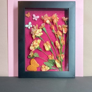 Orange & Pink Floral Butterflies Wall Art