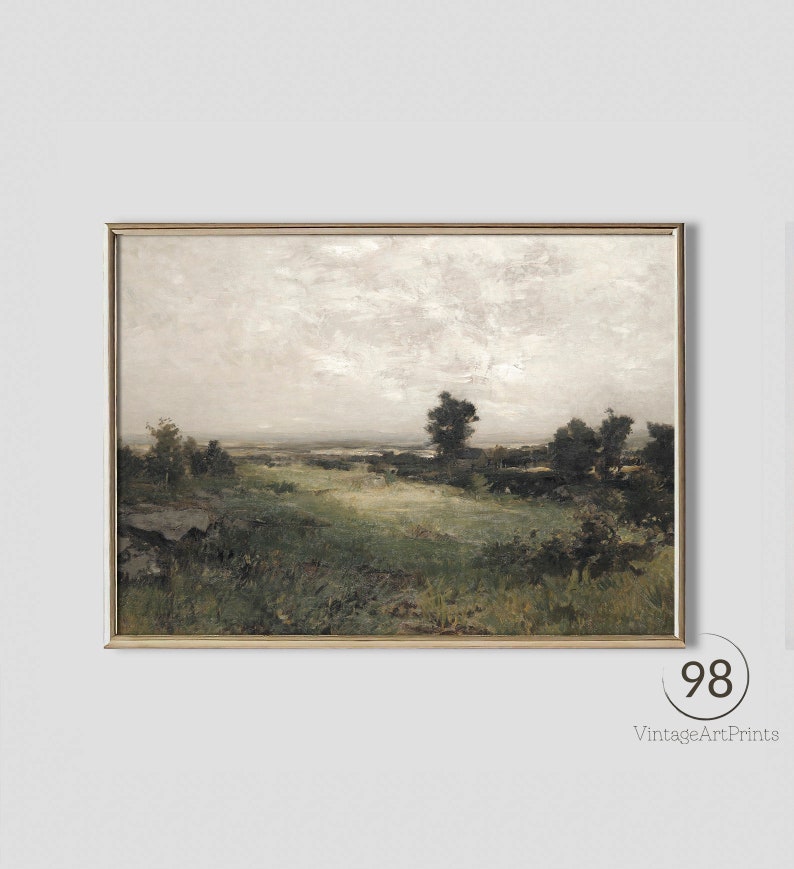 Rustic Country Landscape Painting Vintage Oil Painting Wall Etsy