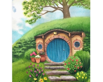 A Hobbit's Home - Hand Painted Watercolor Print