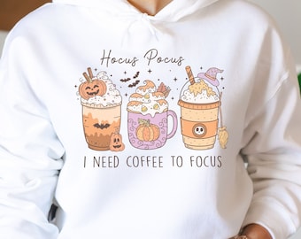 Kaffeetasse Sweatshirt Kaffeeliebhaber Hoodie Halloween T-Shirt Halloween Shirt für Frauen lustiger Halloween niedlicher Kaffee Hoodie Spooky Season