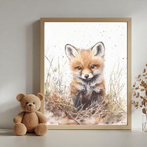 Woodland Nursery Art Print | Woodland Fox | Digital Download | Nature-Themed Nursery Decor | Cute Animal Prints for Kids and Baby Rooms