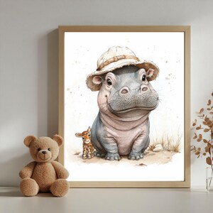 Safari Nursery Art Print | Watercolor Safari Animals For Nursery | Baby Room Playroom Decor | Digital Download Safari Theme | Kids Wall Art