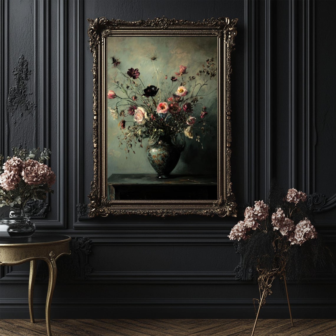 Moody Gothic Floral Art Print Spooky Flower Wall Art Vintage Dark ...