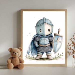 Impression d&#39;art de chevalier fantastique | Art numérique Dark Knight pour chambre d&#39;enfant et de bébé | Décoration murale médiévale fantastique | Oeuvre d&#39;art imprimable pour la maison | Salle de jeux