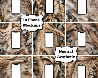 Neutrales Smartphone Mockup für Canva | Minimale bearbeitbare Vorlage für digitale Produkte, Hüllen, Tapeten | Ästhetisches Gerät herunterladen