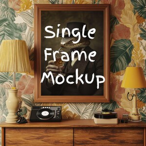 1 Vertical Picture Antique Frame Mockup | Rustic Wooden Frame | Vintage Retro Poster Mockup for Prints, Artwork & Classic Wall Art Display