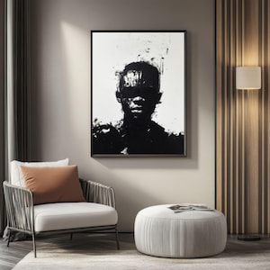 Mutiger schwarzer afrikanischer Mann Kunstdruck | Leistungsstarke afrikanisch inspirierte Wandkunst für Männerhöhlen und Büros | Druckbares schwarzes Kulturdekor Geschenk