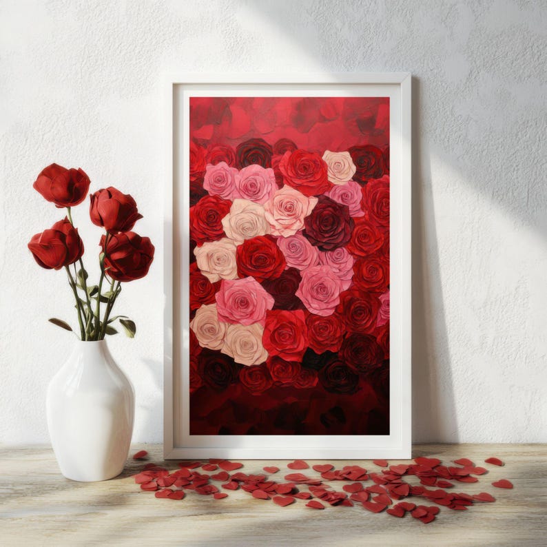 Red Roses Print | Vintage Floral Art for Valentine's Day Decor ...