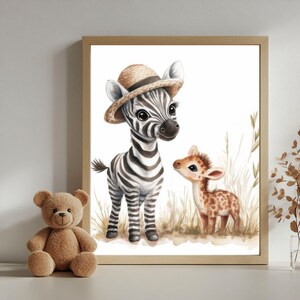 Safari Nursery Art Print Set | Cute Safari Animals for Baby Room Decor | Watercolor Safari Theme | Printable Wall Art for Nursery | Playroom