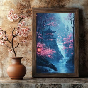 Beautiful Japanese Forest Art Print | Tranquil Japan Wall Art For Living Rooms & Bedrooms | Printable Asian Decor Gift For Art Lovers