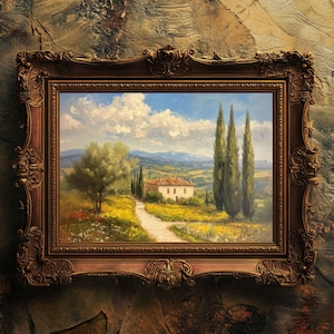 Italian Countryside Vintage Art Print | Antique Landscape Wall Decor | Oil Painting Style Digital Download | Italy Poster Gift
