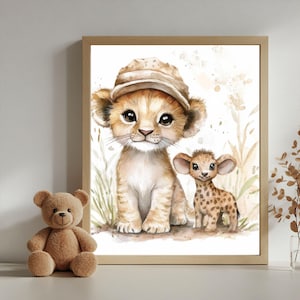 Safari Nursery Art Print | Cute Safari Animals for Baby Room Décor | Watercolour Safari Theme | Digital Downloadable Wall Art for Nursery