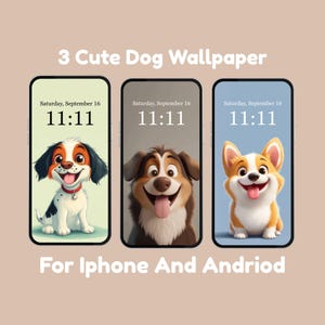 Dog Phone Wallpaper | Cute Digital Pet Background for iPhone & Android | Minimalist Aesthetic Mobile Art | Trendy Summer Screen Decor