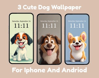 Dog Phone Wallpaper | Cute Digital Pet Background for iPhone & Android | Minimalist Aesthetic Mobile Art | Trendy Summer Screen Decor