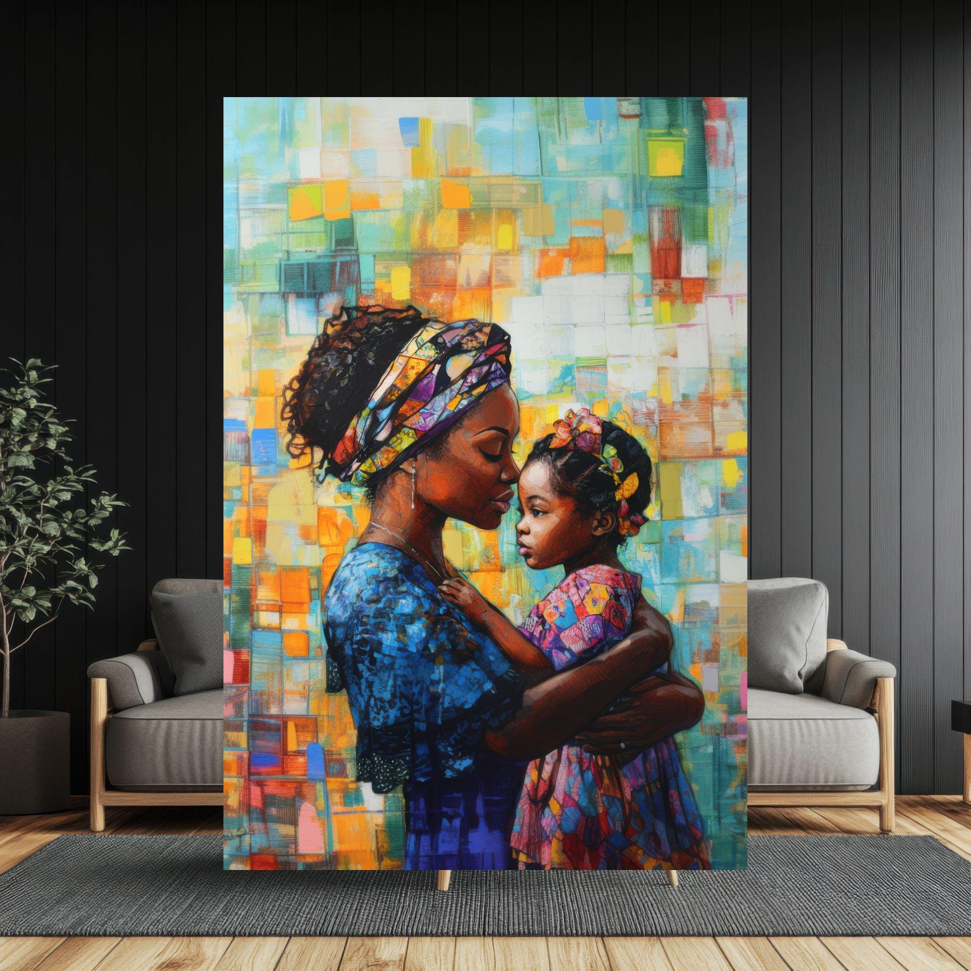 Black African Mother and Child Art Print | Heartfelt Motherhood Wall ...