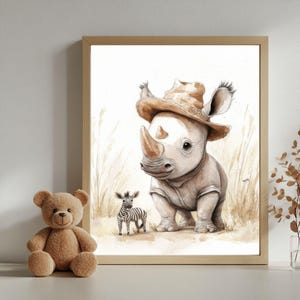 Watercolour Safari Nursery Wall Art | Animals Print for Baby Room Decor | Nursery Art Prints | Safari Theme Digital Download for Kids Room