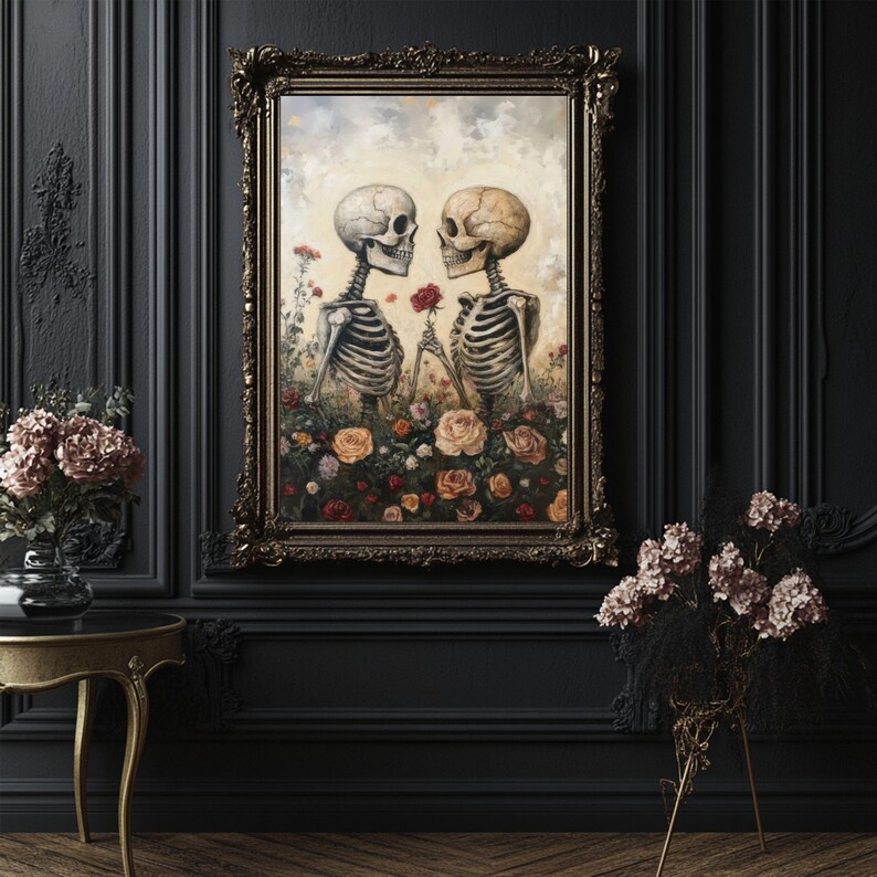 Eternal Love Skeleton Art Print Gothic Romantic Wall Art Dark Academia ...