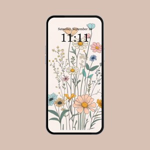 Digital phone wallpaper featuring a delicate floral design inspired by summer blooms, perfect for adding a light and cheerful touch to any screen. Ideal for iPhone and Android users, this minimal and colorful background blends natural beauty with a modern aesthetic. Great for those who love soft, nature-inspired visuals and want a stylish way to refresh their mobile device. A fresh and uplifting design for any flower or aesthetic lover