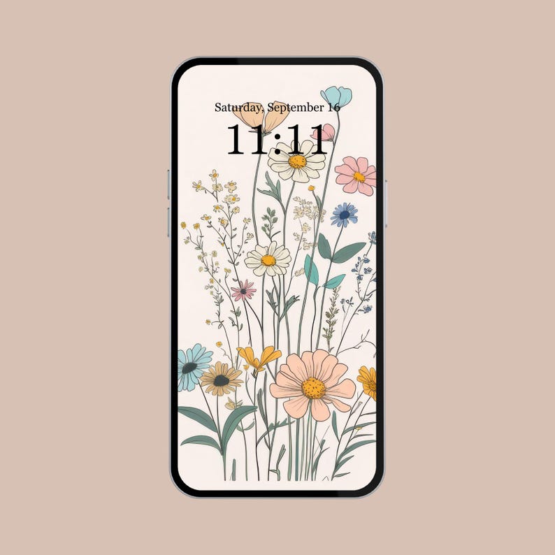 Digital phone wallpaper featuring a delicate floral design inspired by summer blooms, perfect for adding a light and cheerful touch to any screen. Ideal for iPhone and Android users, this minimal and colorful background blends natural beauty with a modern aesthetic. Great for those who love soft, nature-inspired visuals and want a stylish way to refresh their mobile device. A fresh and uplifting design for any flower or aesthetic lover