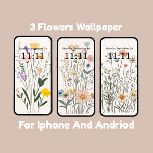 Blumen Hintergrundbilder | Sommer Blumen Digital Art für iPhone & Android | Heller minimaler ästhetischer Hintergrund | Niedliche Mobile Bildschirm Dekoration
