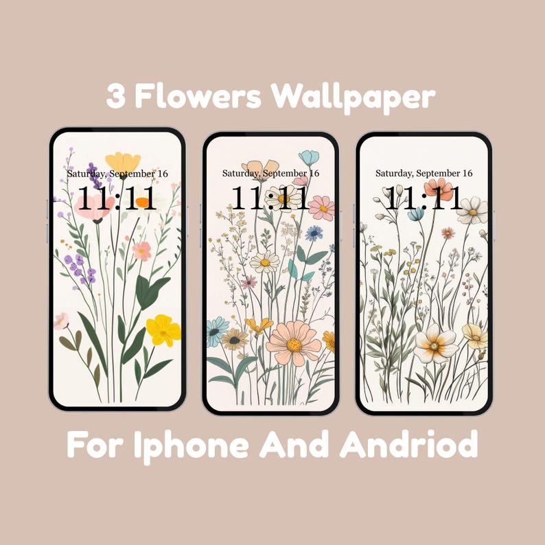 Digital phone wallpaper featuring a delicate floral design inspired by summer blooms, perfect for adding a light and cheerful touch to any screen. Ideal for iPhone and Android users, this minimal and colorful background blends natural beauty with a modern aesthetic. Great for those who love soft, nature-inspired visuals and want a stylish way to refresh their mobile device. A fresh and uplifting design for any flower or aesthetic lover