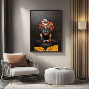 Vibrant African Woman Artwork Print | Bold Black Culture Wall Art for Living Rooms & Bedrooms | Printable Afro-Inspired Decor Gift
