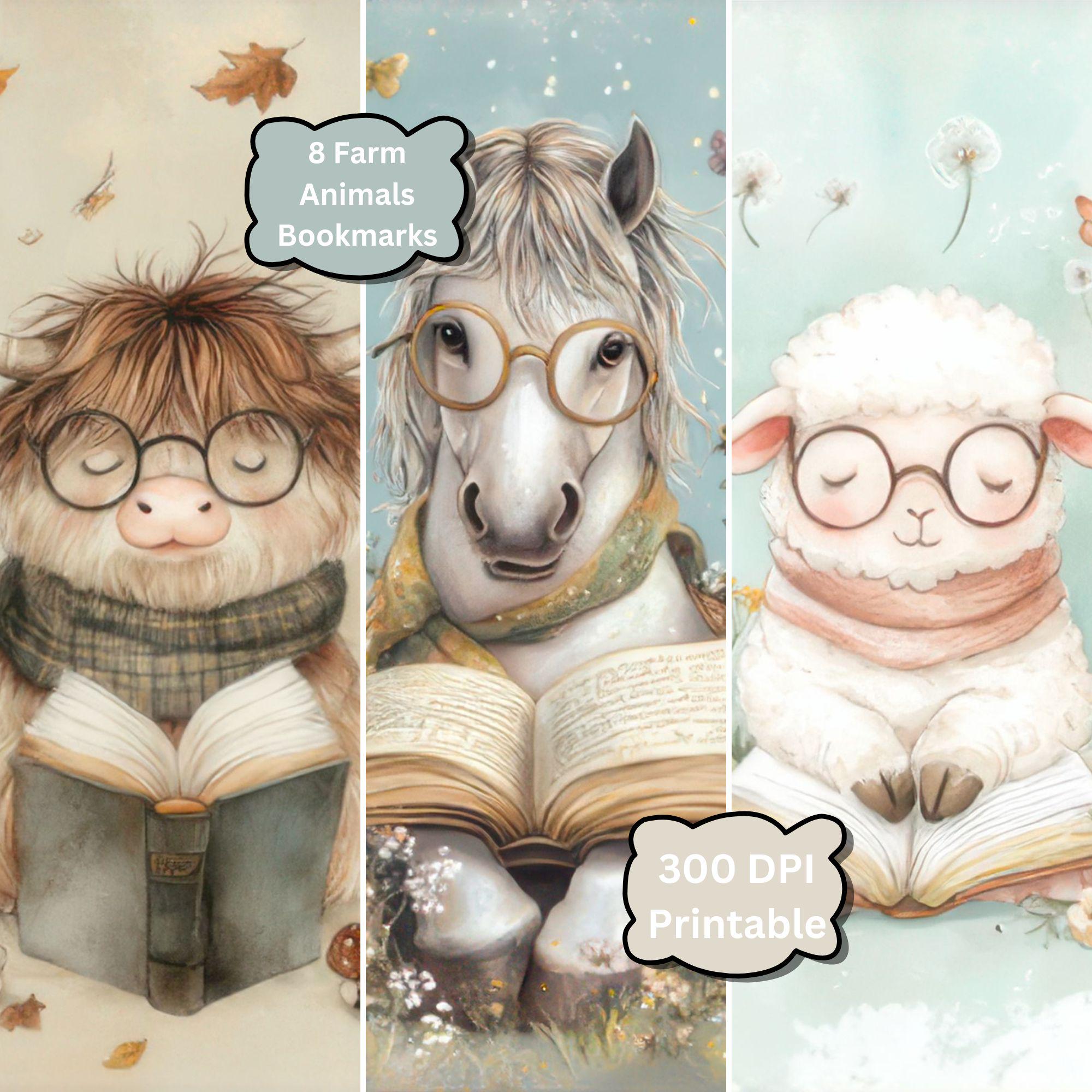 8 Farm Animal Bookmark Set | Printable Cow, Horse, Chicken & Sheep ...