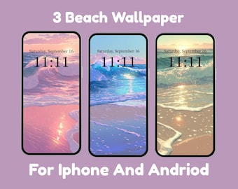 Beach Summer Phone Wallpaper | Aesthetic Digital Background for iPhone & Android | Cute Minimalist Mobile Screen Art Download  | Trendy