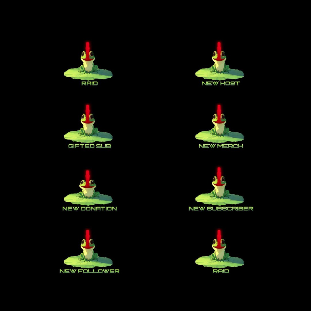 8 Animated Frog Twitch Alerts | Custom Stream Alerts for Subs,raids ...