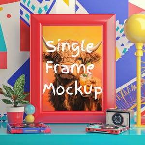 1 Vertical Vintage Retro Picture Frame Mockup | Rustic Wooden Frame | Retro Poster Mockup for Prints, Artwork & Antique Wall Art Display