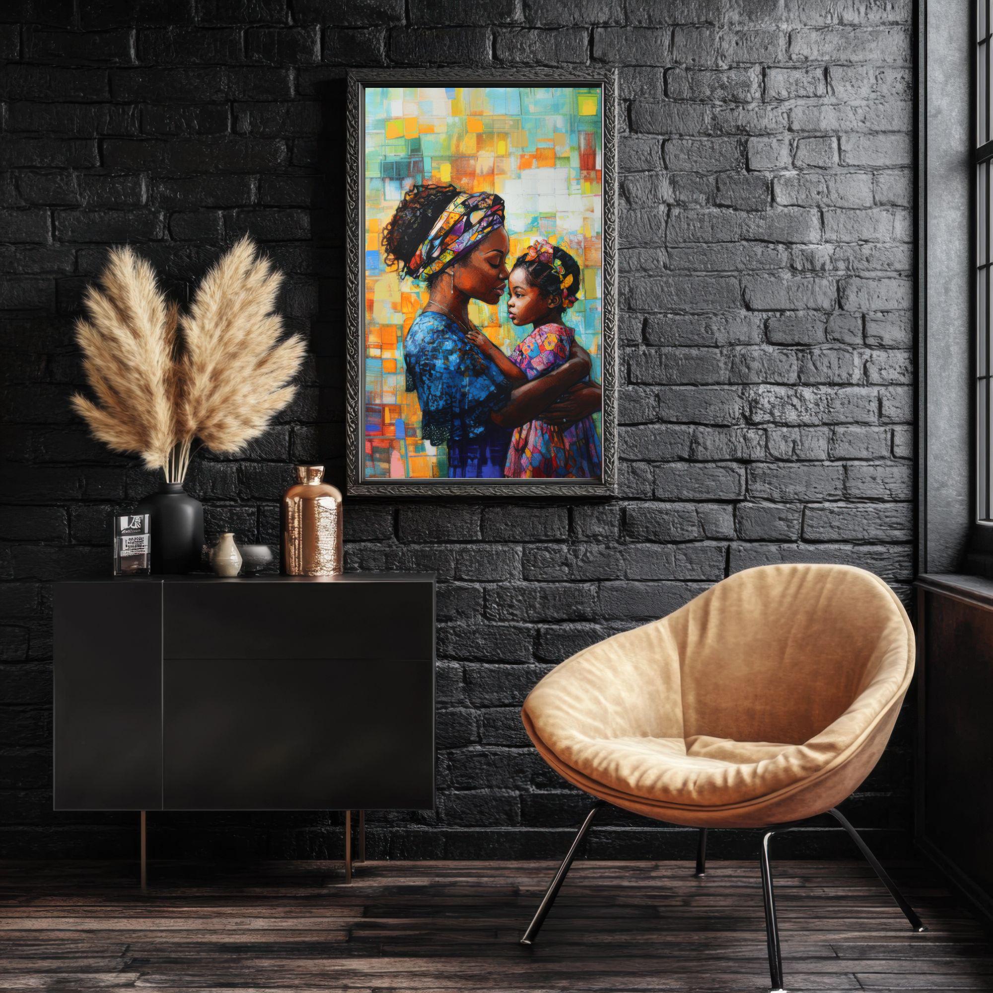 Black African Mother and Child Art Print | Heartfelt Motherhood Wall ...