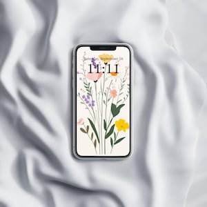 Digital phone wallpaper featuring a delicate floral design inspired by summer blooms, perfect for adding a light and cheerful touch to any screen. Ideal for iPhone and Android users, this minimal and colorful background blends natural beauty with a modern aesthetic. Great for those who love soft, nature-inspired visuals and want a stylish way to refresh their mobile device. A fresh and uplifting design for any flower or aesthetic lover